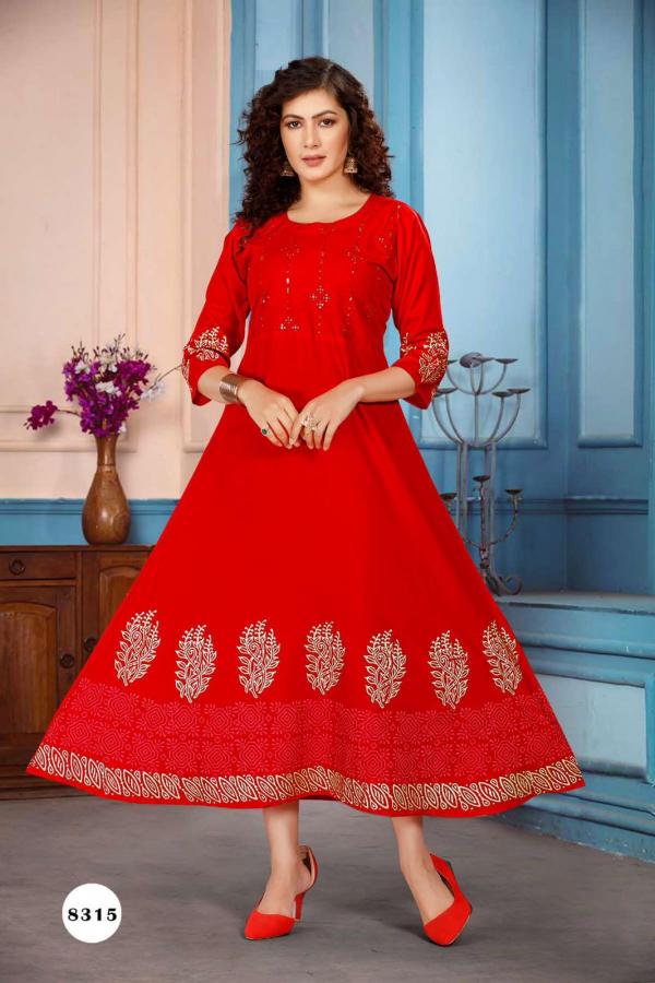 Beauty Queen Dhyana Long Anarkali Kurti Collection